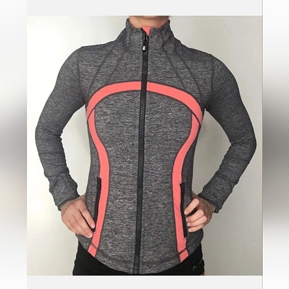 Lululemon Define Full Zip Jacket Heather Grey/ Perssimon Gym/ Running